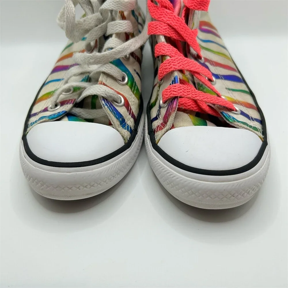 Converse Chuck Taylor All Star Youth High Top Sneakers Rainbow Zebra Girls Sz 2